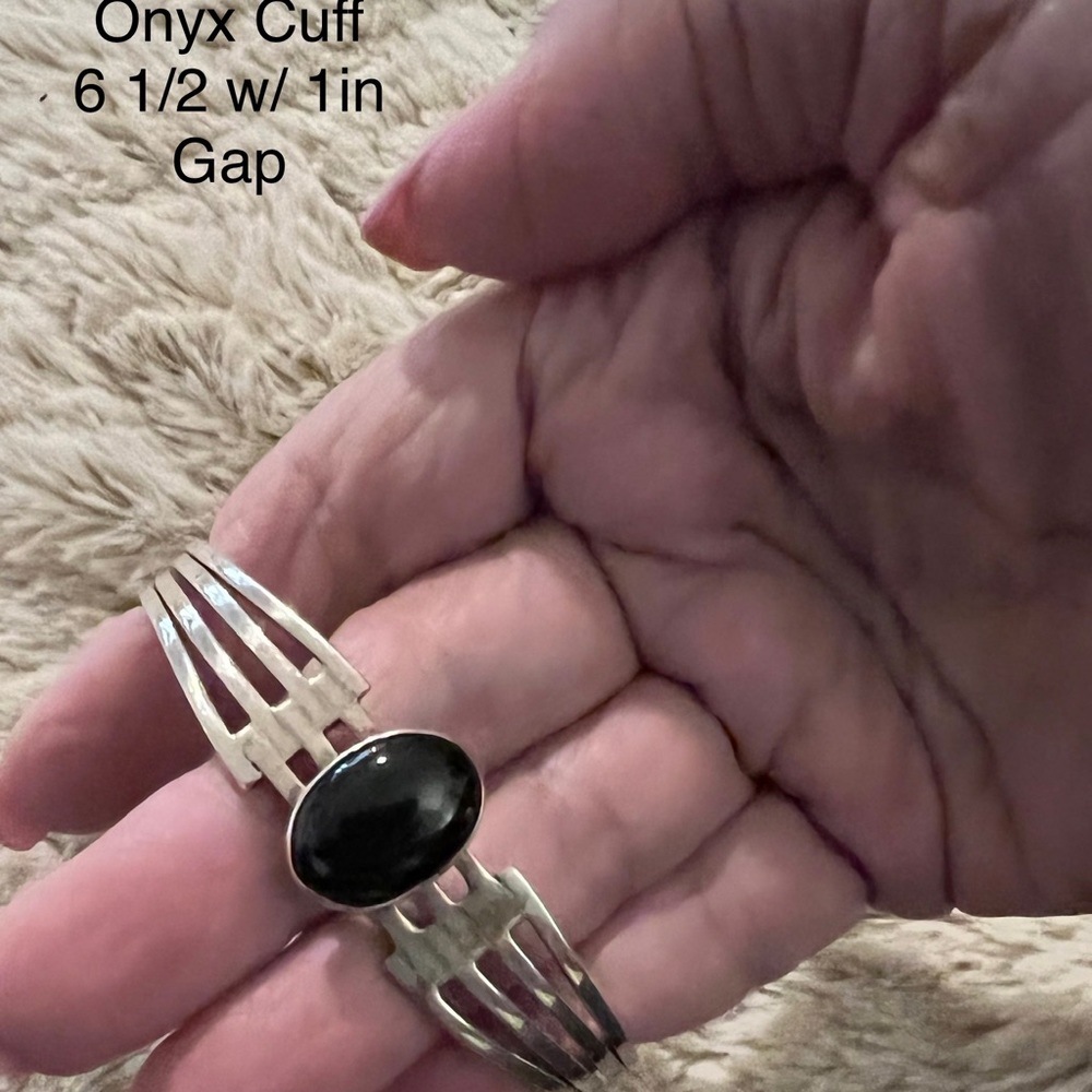 Sterling Silver/Black Onyx Cuff